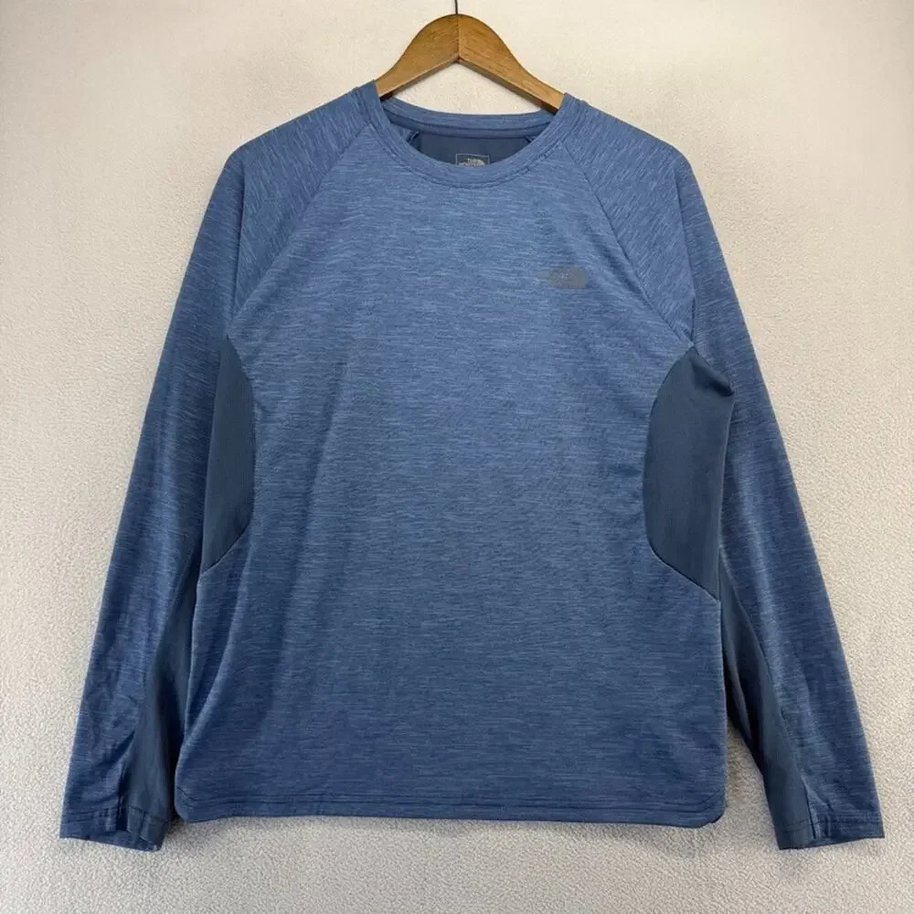 The North Face Shirt Men's Medium Blue Flashdry Running Sun Protection Outdoor